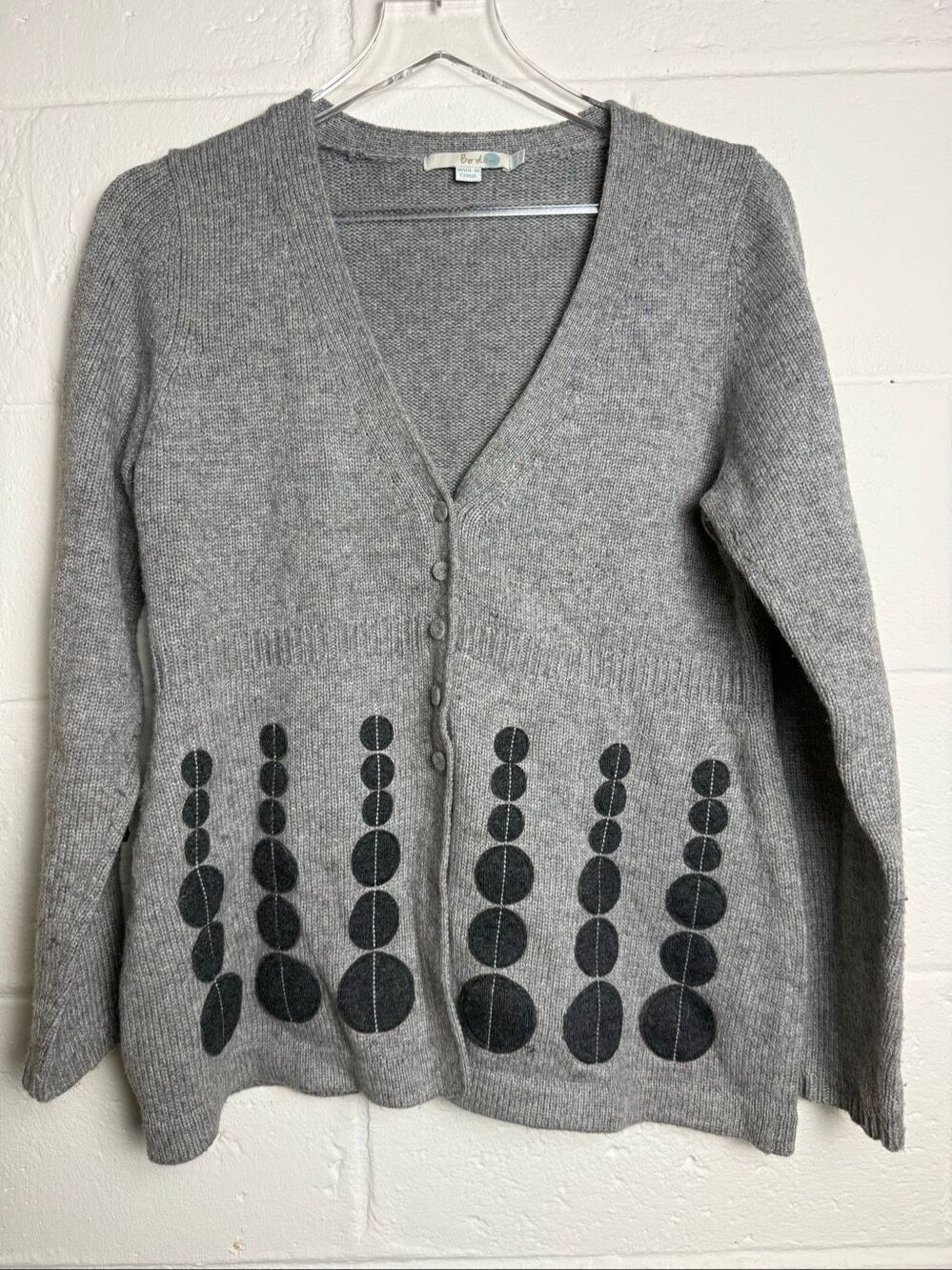 Boden Gray Rabbit Hair Blend Button Cardigan Sweater US 10 UK 14 Polka Dot Caree